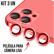 Película de Câmera Lisa iPhone 15 Pro e 15 Pro Max - Vermelha